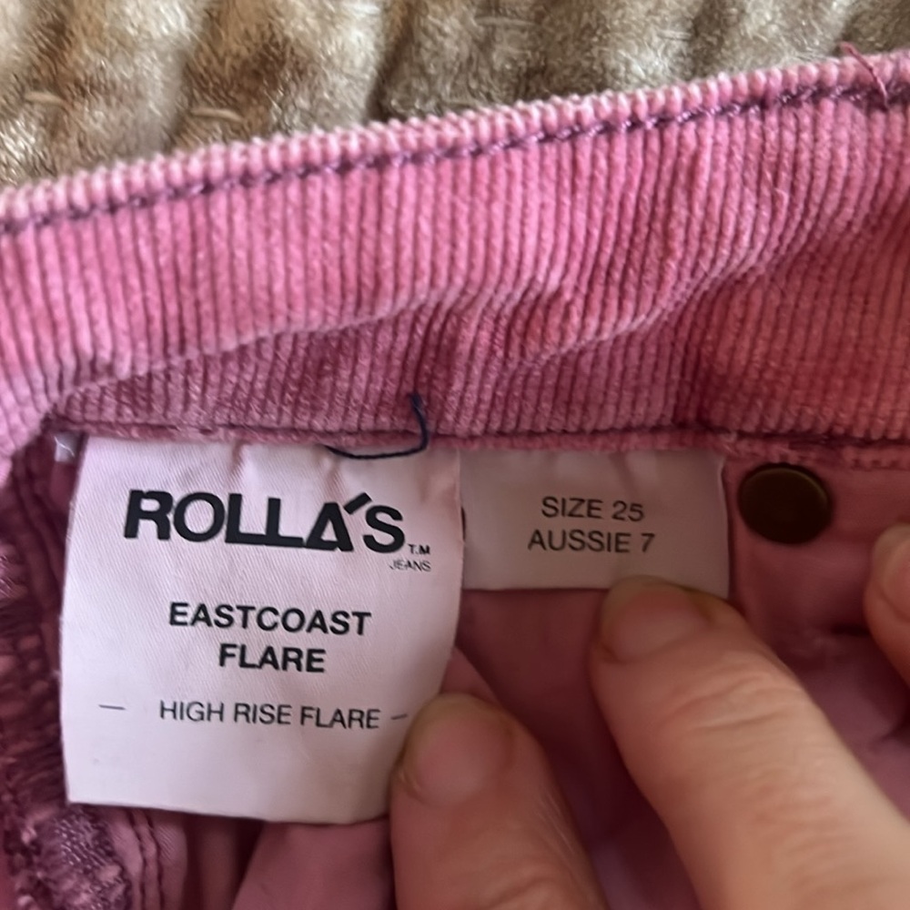 Rollas high rise flare pink corduroy pants - Picture 5 of 7